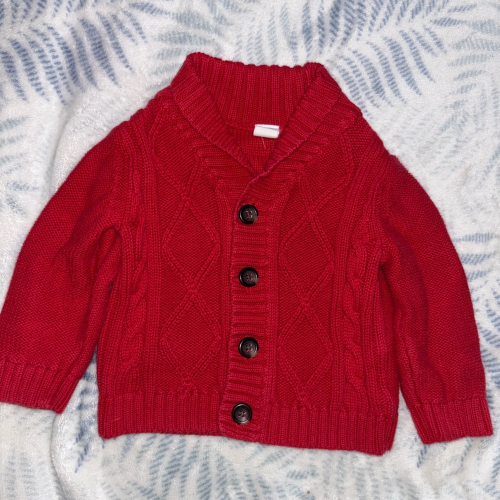 Old Navy size 6-12 months unisex red cardigan